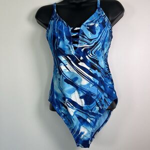 PEYTON & PARKER Women’s Bathing Suit Blue Swimsuit Sz M